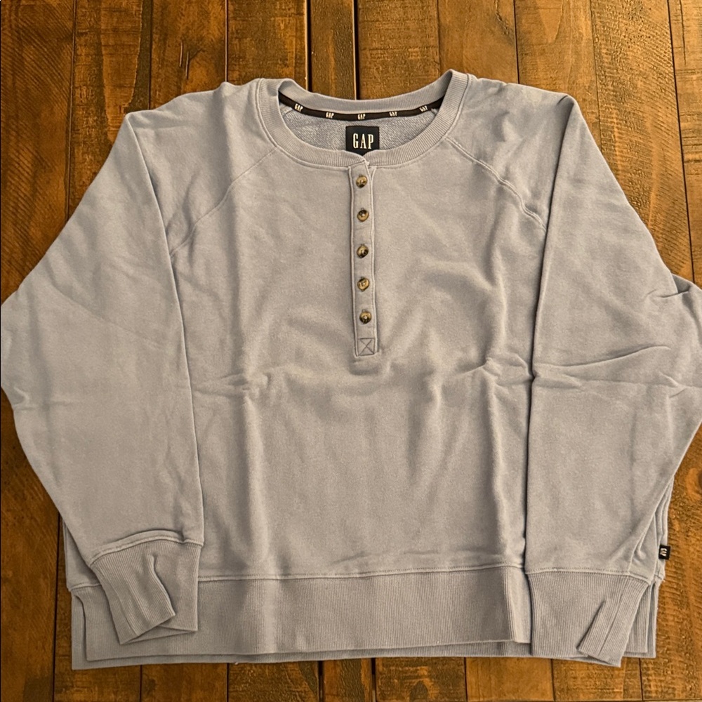 GAP Soft Blue Button-Up Sweatshirt